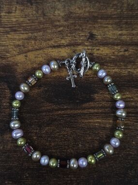 Cross Toggle Freshwater Pearl Bracelet